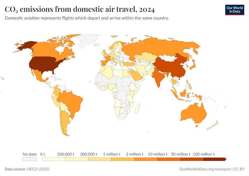 A thumbnail of the "CO₂ emissions from domestic air travel" chart
