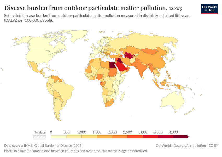 A thumbnail of the "Disease burden from outdoor particulate matter pollution" chart