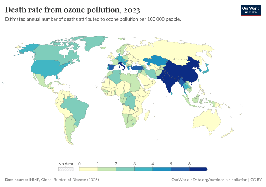 A thumbnail of the "Death rate from ozone pollution" chart