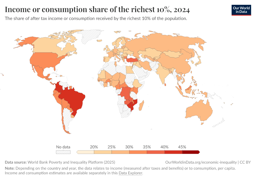 A thumbnail of the "Income or consumption share of the richest 10%" chart