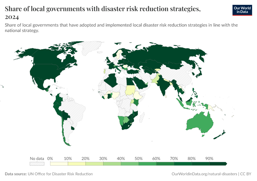 A thumbnail of the "Share of local governments with disaster risk reduction strategies" chart