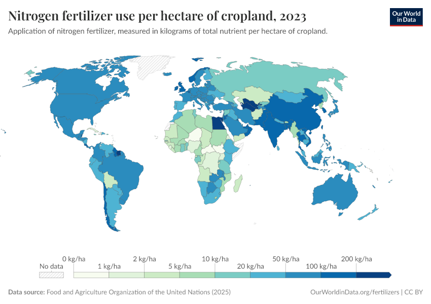 A thumbnail of the "Nitrogen fertilizer use per hectare of cropland" chart