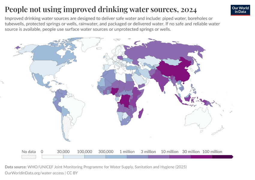 A thumbnail of the "People not using an improved water source" chart