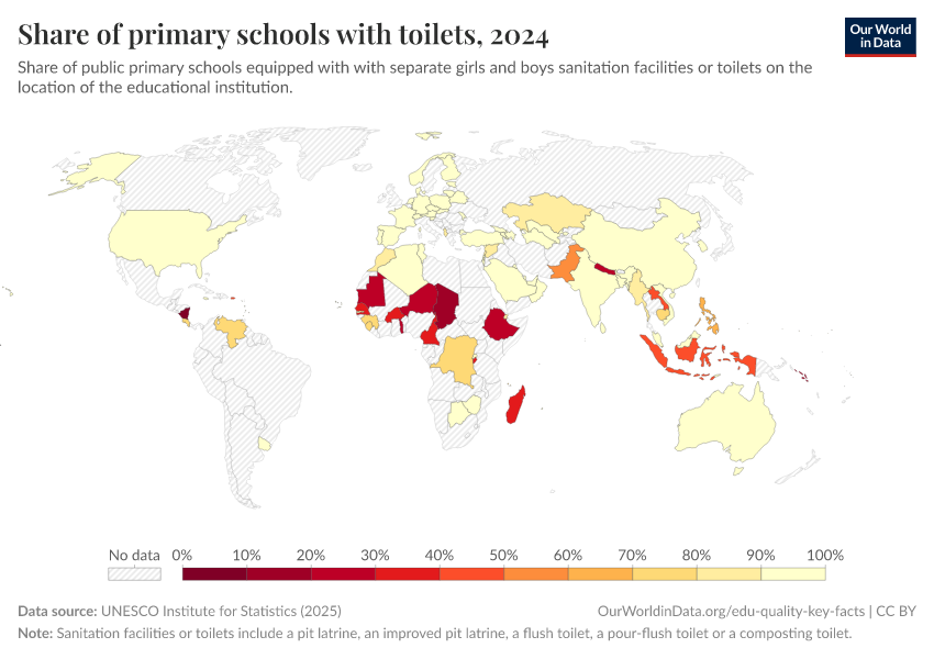 A thumbnail of the "Share of primary schools with toilets" chart