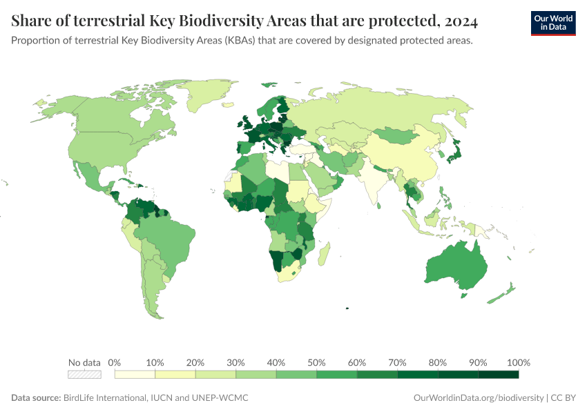 A thumbnail of the "Share of terrestrial Key Biodiversity Areas that are protected" chart