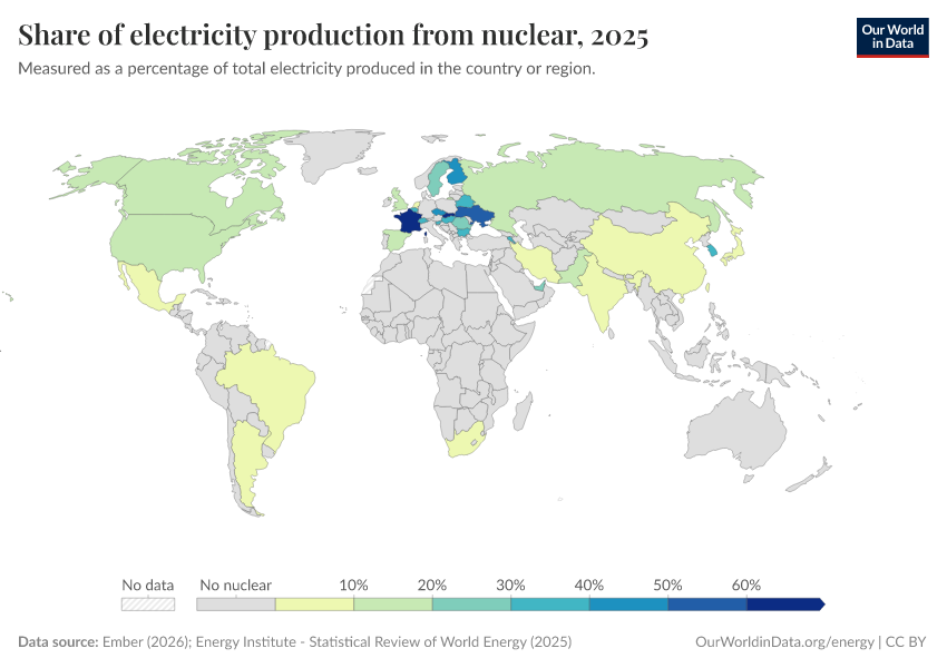 A thumbnail of the "Share of electricity production from nuclear" chart