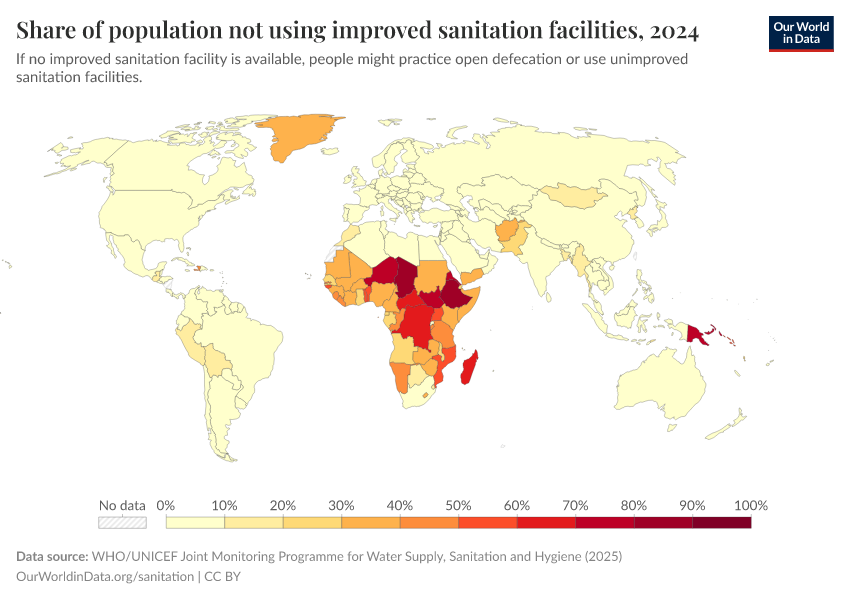 A thumbnail of the "Share of the population not using improved sanitation" chart